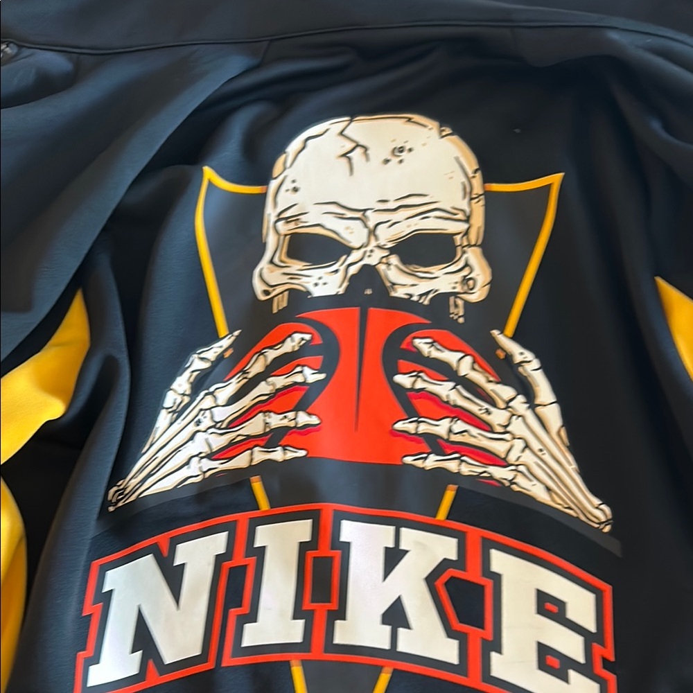 Nike Men's Black Jacket with Skull Design worn one time